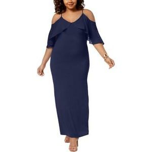 NY Collection Womens Navy Full-Length Maxi Dress
